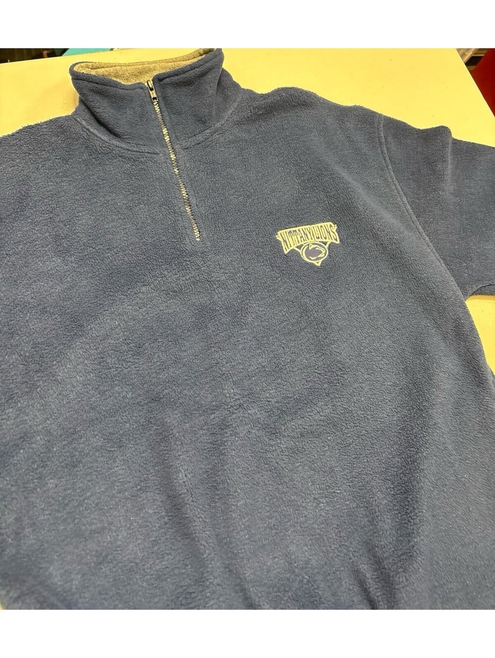 Vintage Penn State Nittany Lions Quarter Zip Fleece Pullover Navy Size Medium
